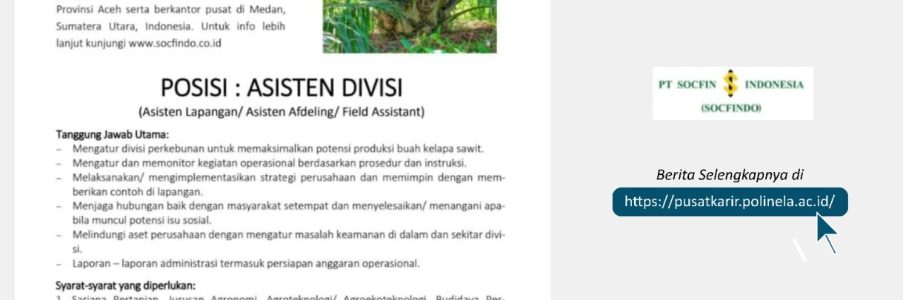 Lowongan Pekerjaan PT Socfin Indonesia