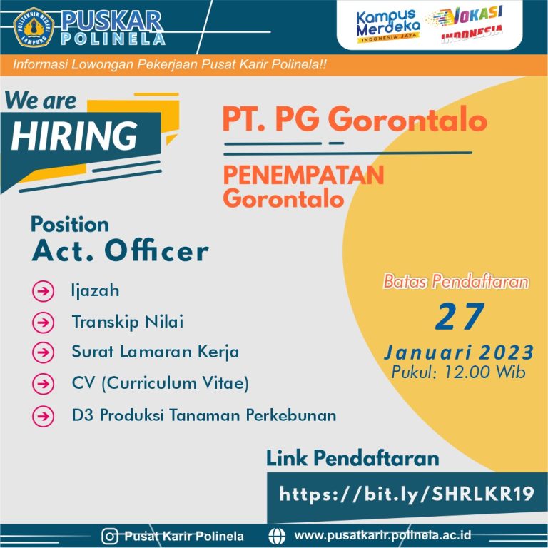 2.Loker_PT. PG Gorontalo